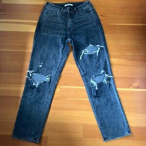 Distressed Black Mom Jeans